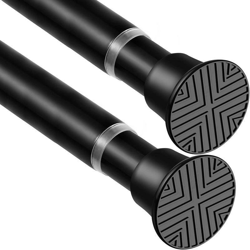 WEIXINHAI 2 Pack Black Spring Tension Curtain Rods 23-46 Inch Adjustable Expandable Spring Loaded Curtain Rods No Drilling Suitable for Small Short Tension Rods 23-34 Inch Doors, Windows, Closet - Image 1